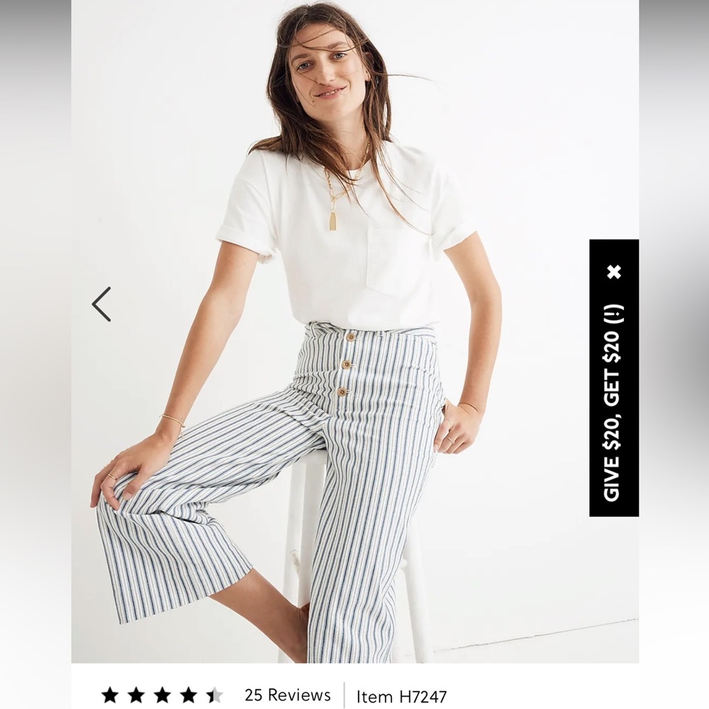 Madewell Emmett wide leg crop pants in stripe: button-front edition